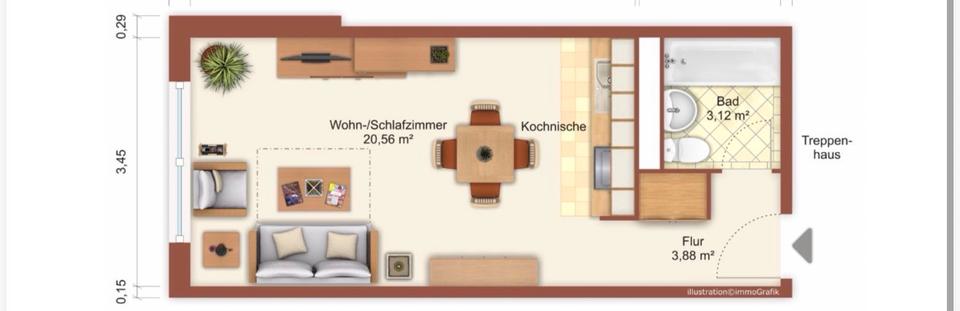 Etagenwohnung Greifswald Groß Schönwalde - 1 Zimmer, 28 m&sup2;, 332&euro; | Angebot:25150399