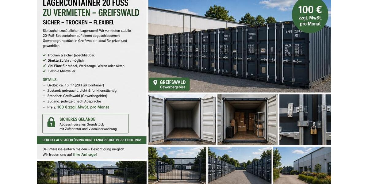 Gewerbeobjekt Greifswald - 100&euro; | Angebot:26433584