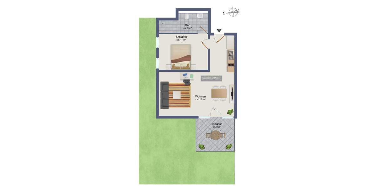 Etagenwohnung Putbus / Wreechen Wreechen - 2 Zimmer, 45 m&sup2;, 174.800&euro; | Angebot:25734868