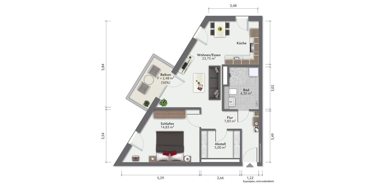 Etagenwohnung Greifswald - 2 Zimmer, 61 m&sup2;, 895&euro; | Angebot:24193725
