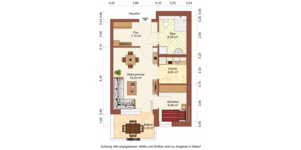 Etagenwohnung Greifswald Groß Schönwalde - 2 Zimmer, 48 m&sup2;, 434&euro; | Angebot:26286179