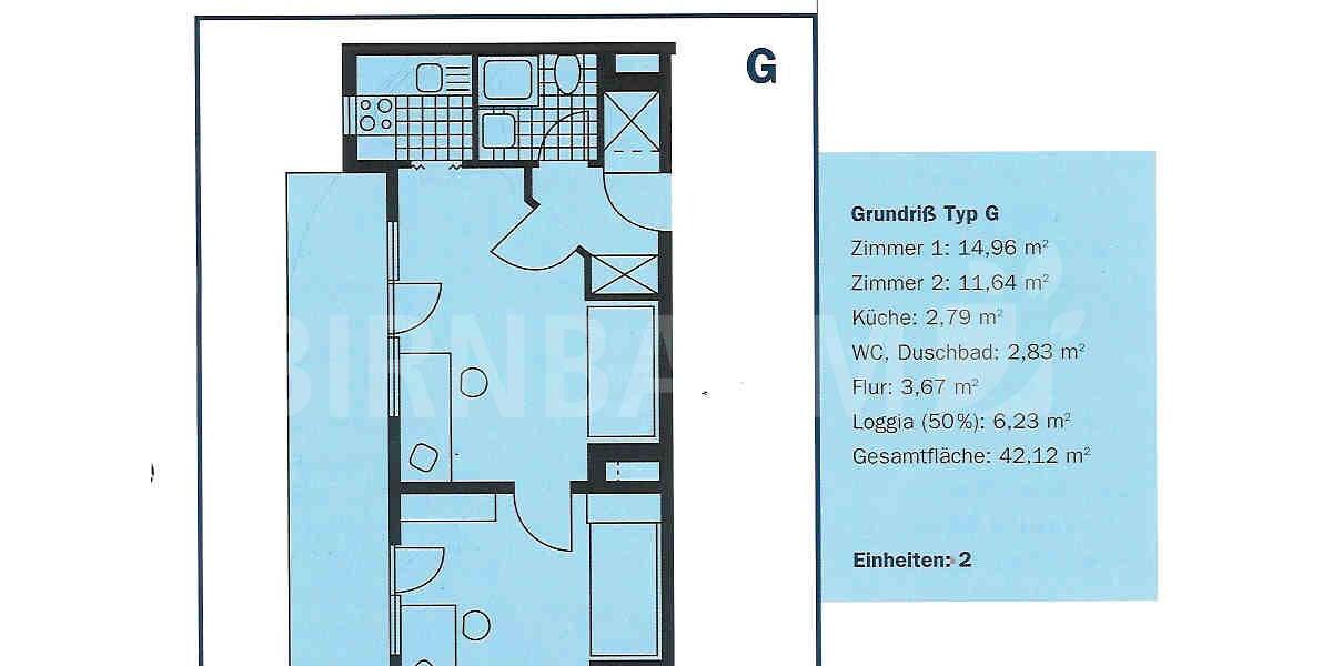 Etagenwohnung Greifswald - 2 Zimmer, 42 m&sup2;, 455&euro; | Angebot:25655223