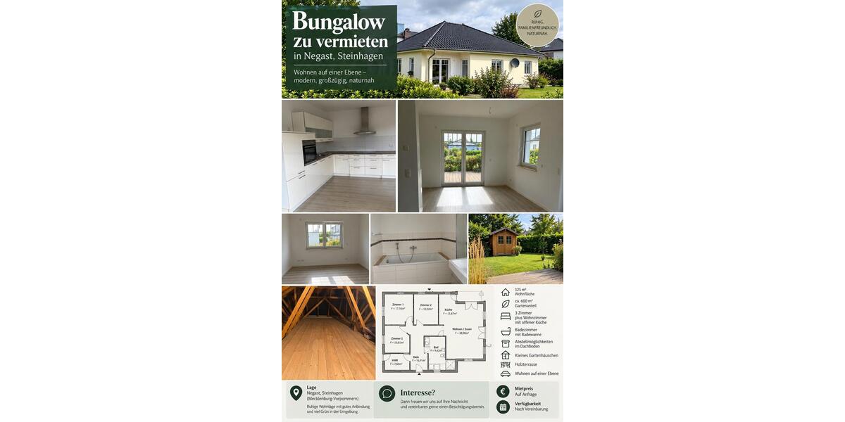 Bungalow Steinhagen - 4 Zimmer, 125 m&sup2;, 1.600&euro; | Angebot:27706317