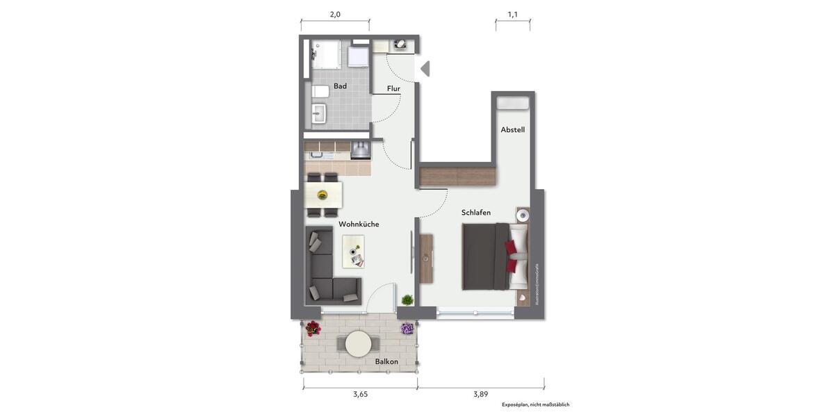 Etagenwohnung Greifswald Groß Schönwalde - 2 Zimmer, 45 m&sup2;, 469&euro; | Angebot:26661625