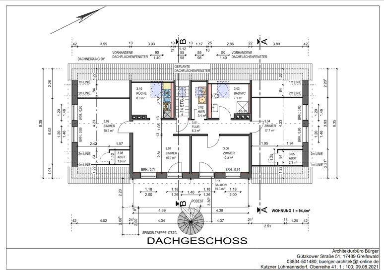 Dachgeschoßwohnung Greifswald - 4 Zimmer, 94 m&sup2;, 1.100&euro; | Angebot:26512023