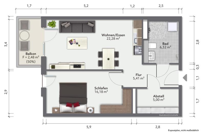 Etagenwohnung Greifswald - 2 Zimmer, 58 m&sup2;, 877&euro; | Angebot:24199866