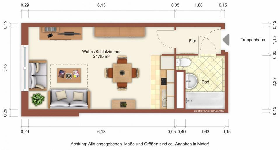 Etagenwohnung Greifswald Eldena - 1 Zimmer, 27 m&sup2;, 242&euro; | Angebot:26284925