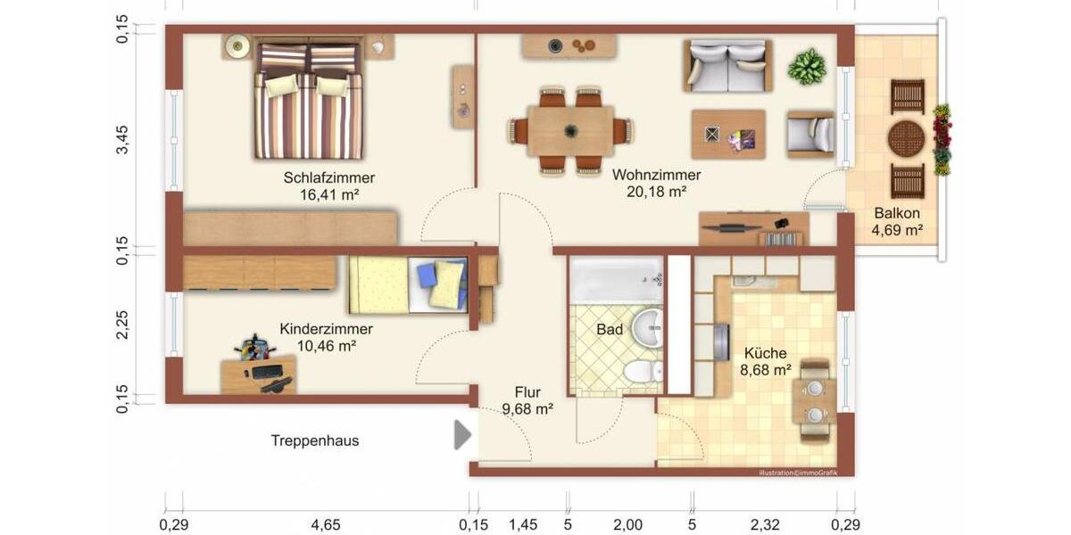 Etagenwohnung Gützkow - 3 Zimmer, 68 m&sup2;, 546&euro; | Angebot:26177781
