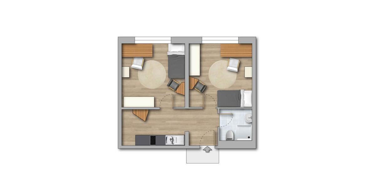 Etagenwohnung Greifswald Groß Schönwalde - 1 Zimmer, 19 m&sup2;, 175&euro; | Angebot:22925975