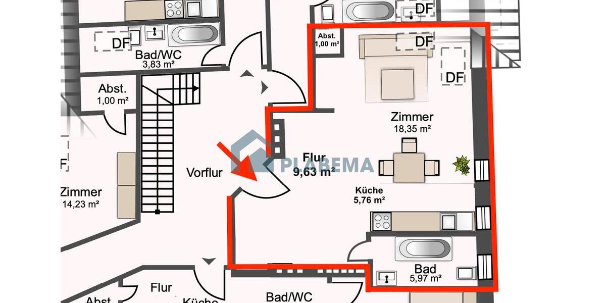 Dachgeschoßwohnung Greifswald - 1 Zimmer, 37 m&sup2;, 595&euro; | Angebot:24813052