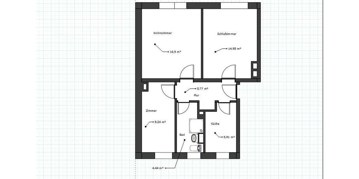 Etagenwohnung Grimmen - 2.5 Zimmer, 60 m&sup2;, 388&euro; | Angebot:23874356